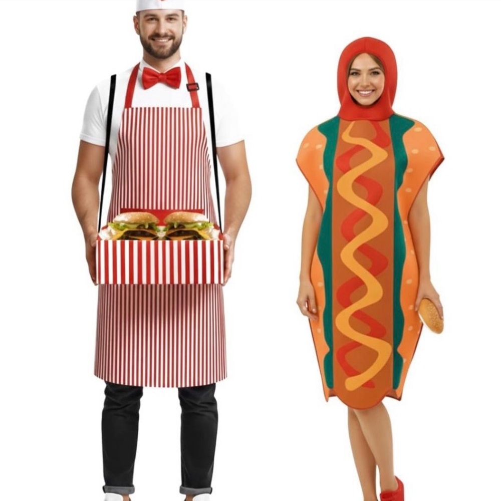 Hot dog vendor. His and hers